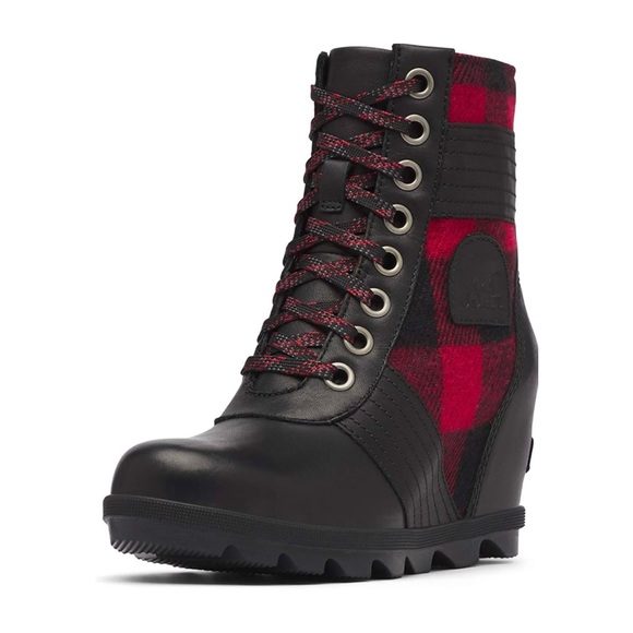 SOREL Lexie Wedge Boots in Tartan Black - Picture 2 of 13